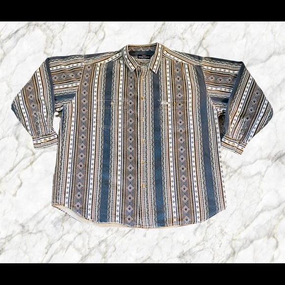 GUESS by Georges Marciano Vintage Western Aztec Button Down Mens XL - Picture 1 of 6